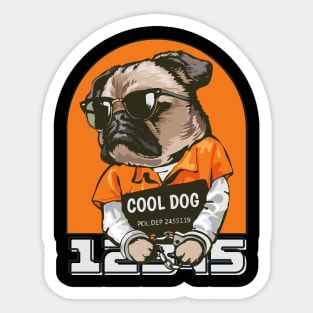 Black Orange Illustrated Cool Dog Sticker